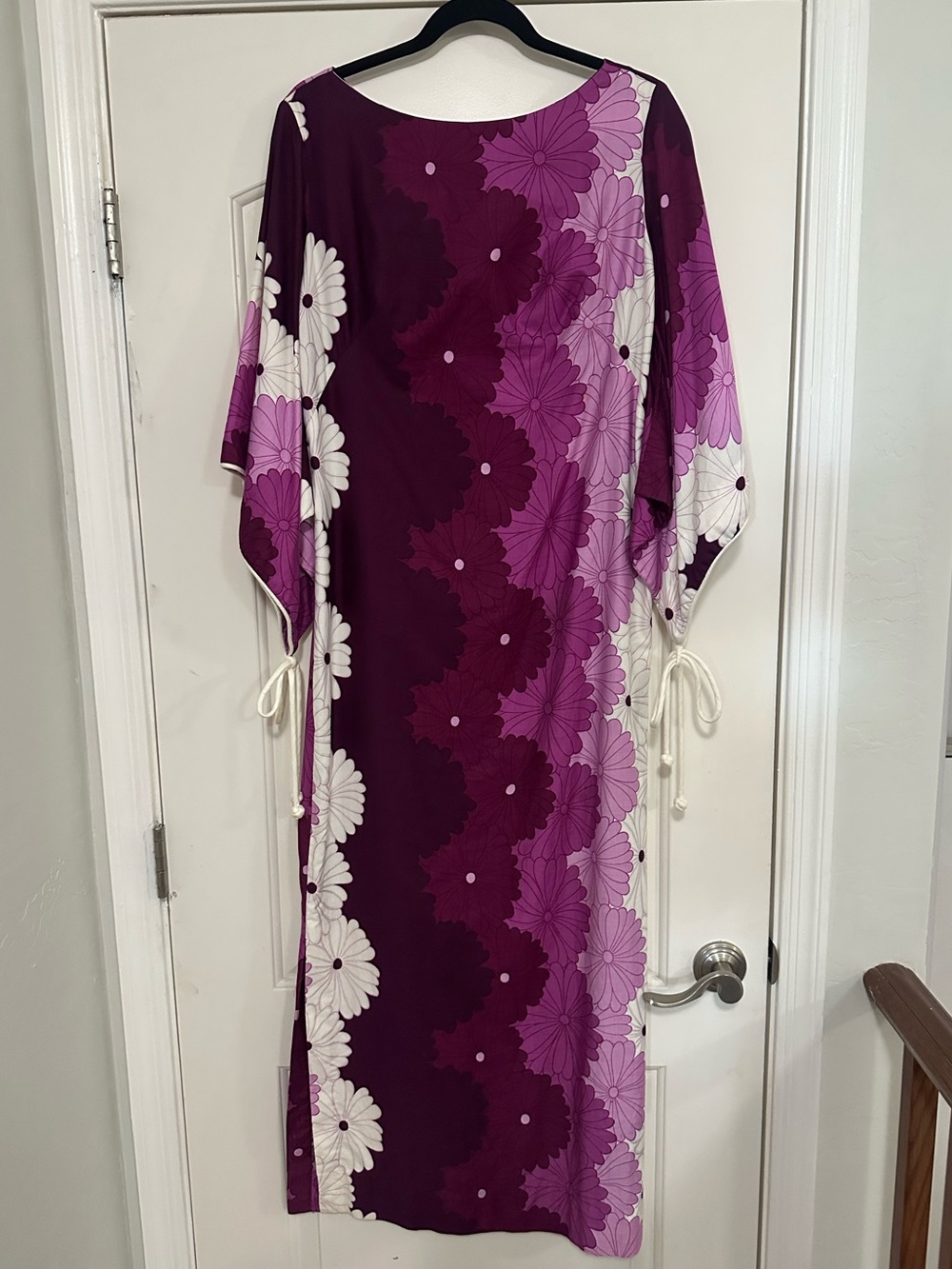Retro Psychedelic Vintage 60s Lauhala Hawaiian Muumuu Maxi Kaftan Cotton 8/10